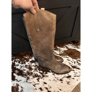 Arturo Chiang Boots Womens Size 6M Brown Leather Knee High Riding Zip Lace Up